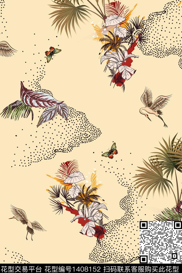 花卉大牌风热带华亿平台数码印花华亿平台下载（图片编号: 1408152） - 瓦栏（Walan）