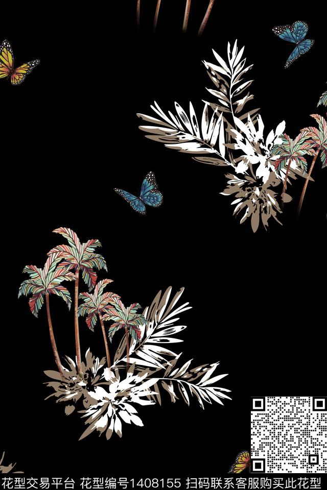 花卉大牌风热带华亿平台数码印花华亿平台下载（图片编号: 1408155） - 瓦栏（Walan）