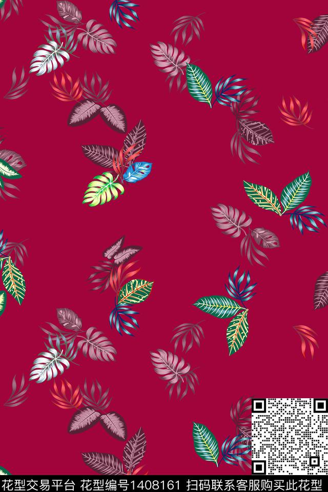 绿植树叶花卉大牌风数码印花华亿平台下载（图片编号: 1408161） - 瓦栏（Walan）