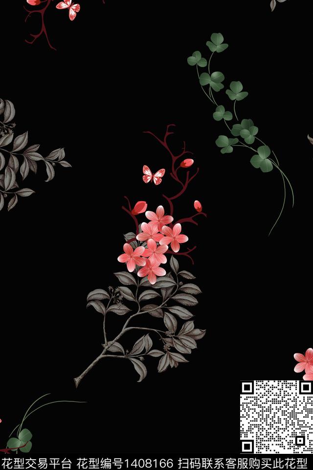 绿植树叶花卉大牌风数码印花华亿平台下载（图片编号: 1408166） - 瓦栏（Walan）