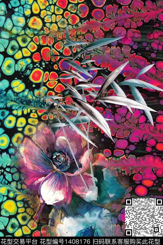 定位花中国风定位花肌理数码印花华亿平台下载（图片编号: 1408176） - 瓦栏（Walan）