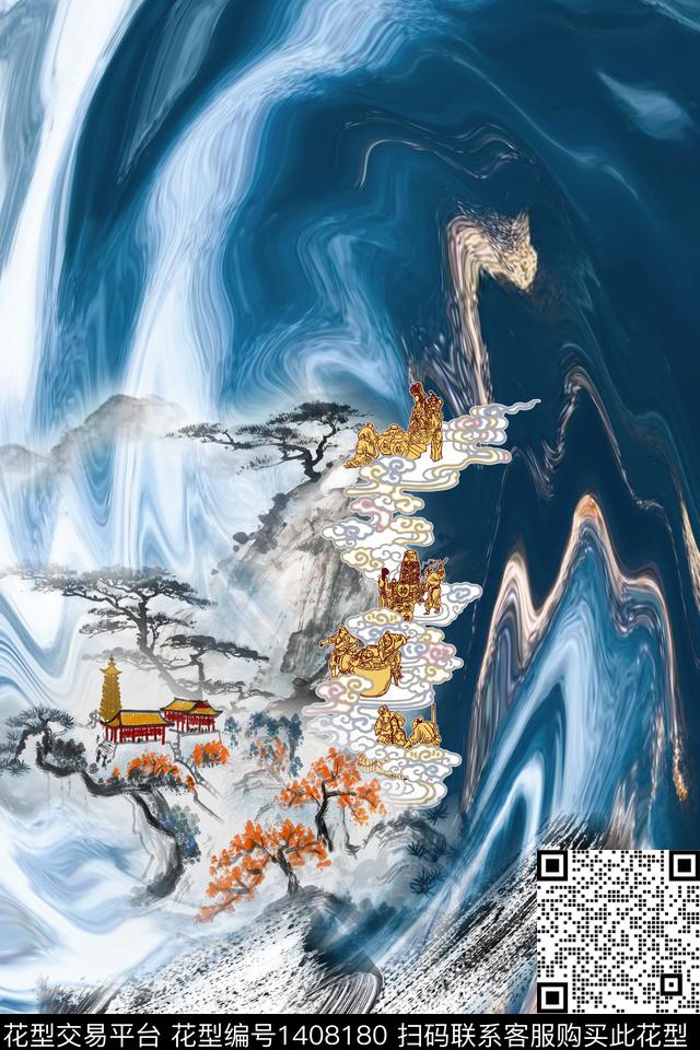 定位花中国风定位花肌理数码印花华亿平台下载（图片编号: 1408180） - 瓦栏（Walan）