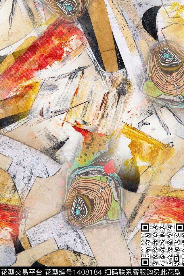 几何抽象数码印花华亿平台下载（图片编号: 1408184） - 瓦栏（Walan）