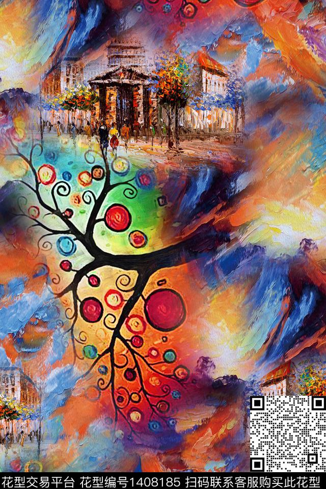 抽象建筑数码印花华亿平台下载（图片编号: 1408185） - 瓦栏（Walan）