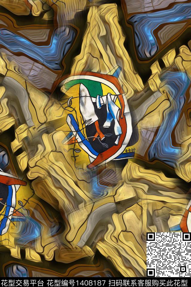 抽象数码印花华亿平台下载（图片编号: 1408187） - 瓦栏（Walan）