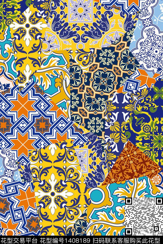 格子佩斯利春夏华亿平台数码印花华亿平台下载（图片编号: 1408189） - 瓦栏（Walan）
