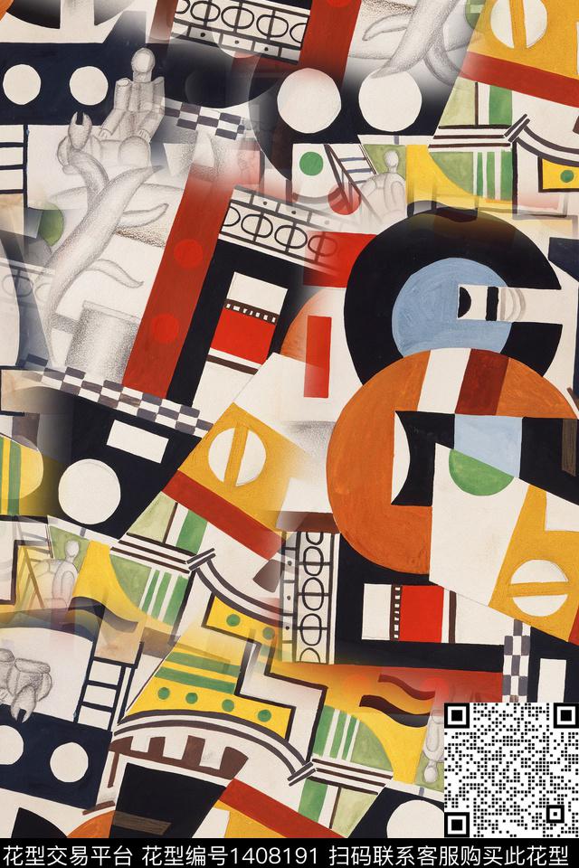 几何抽象数码印花华亿平台下载（图片编号: 1408191） - 瓦栏（Walan）