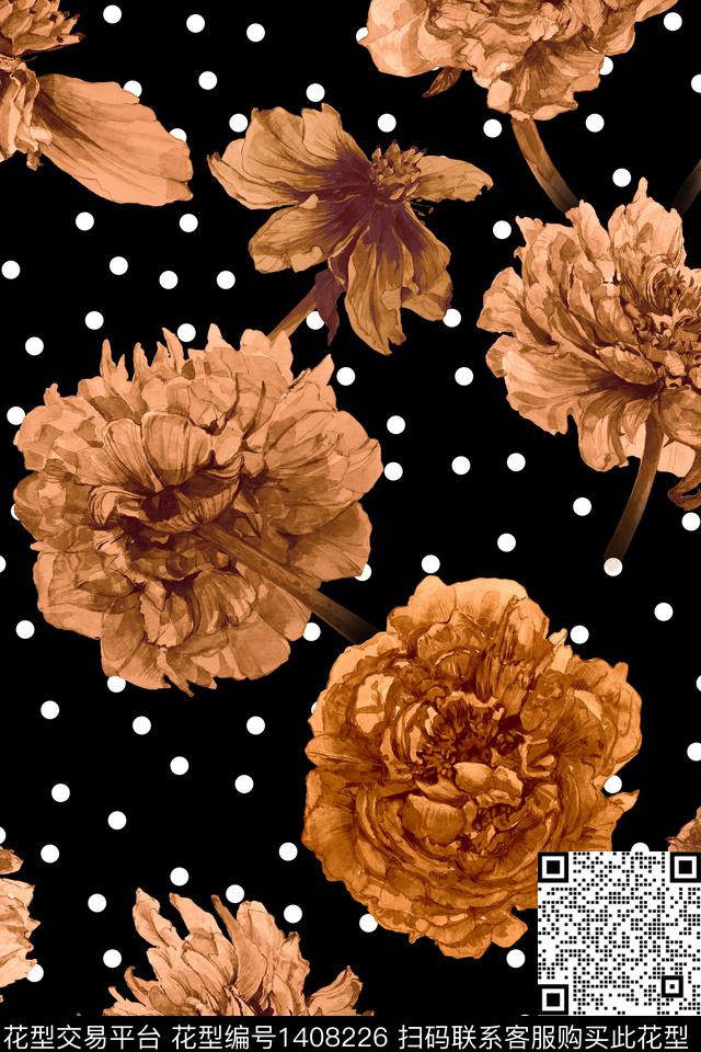 女装花卉波点数码印花华亿平台下载（图片编号: 1408226） - 瓦栏（Walan）