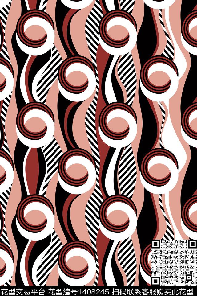 线条几何圆形传统印花华亿平台下载（图片编号: 1408245） - 瓦栏（Walan）