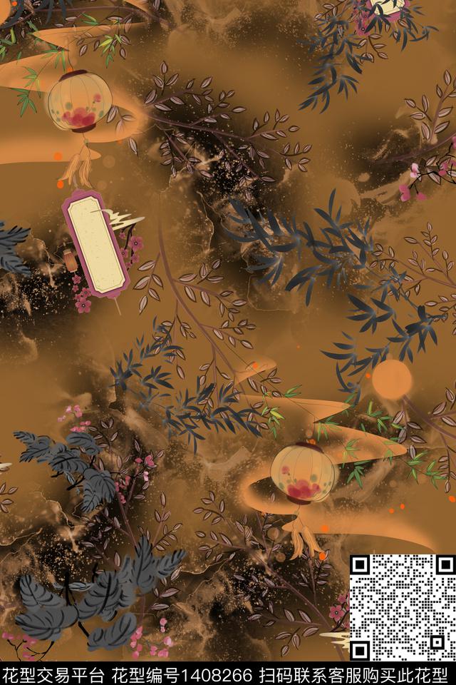 连衣裙花卉香云纱传统印花华亿平台下载（图片编号: 1408266） - 瓦栏（Walan）