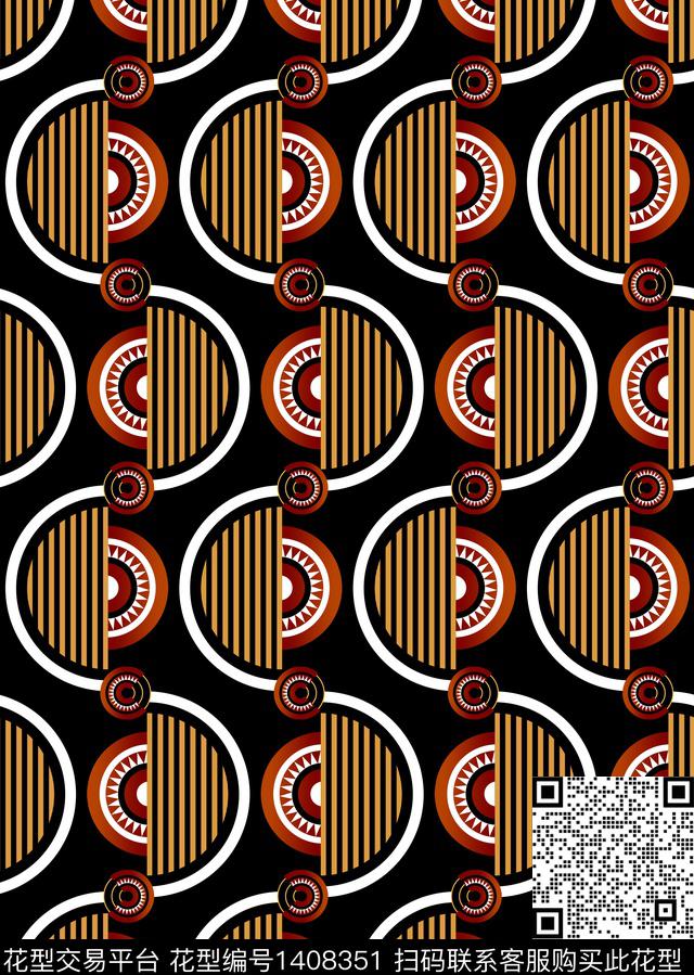 线条几何圆形数码印花华亿平台下载（图片编号: 1408351） - 瓦栏（Walan）