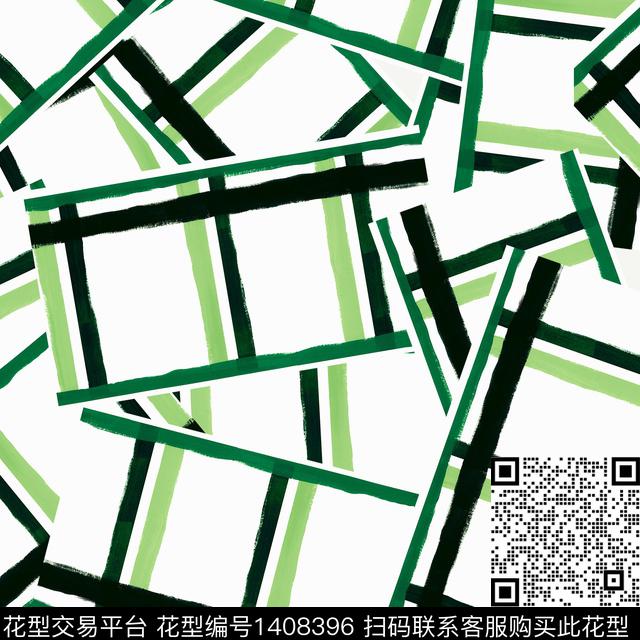 几何格子大牌风数码印花华亿平台下载（图片编号: 1408396） - 瓦栏（Walan）