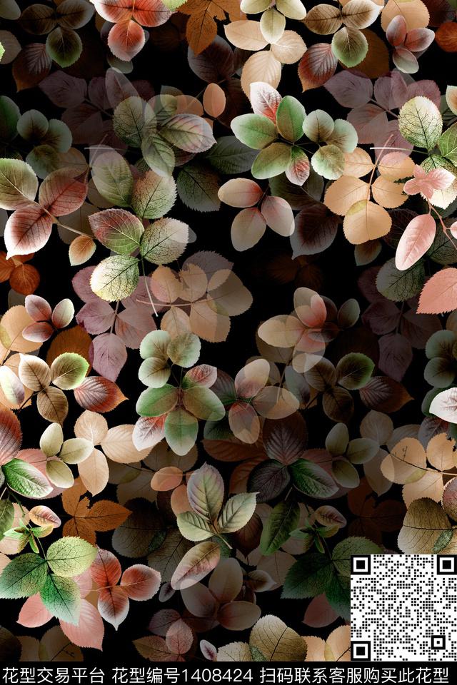 抽象花卉香云纱大牌风数码印花华亿平台下载（图片编号: 1408424） - 瓦栏（Walan）