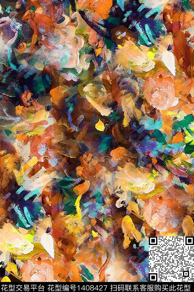 肌理大牌风抽象数码印花华亿平台下载（图片编号: 1408427） - 瓦栏（Walan）