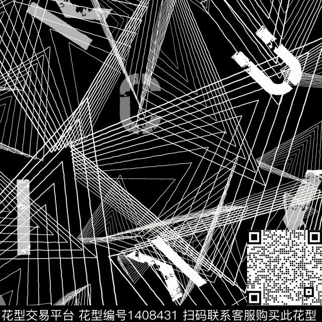 几何字母抽象男装数码印花华亿平台下载（图片编号: 1408431） - 瓦栏（Walan）