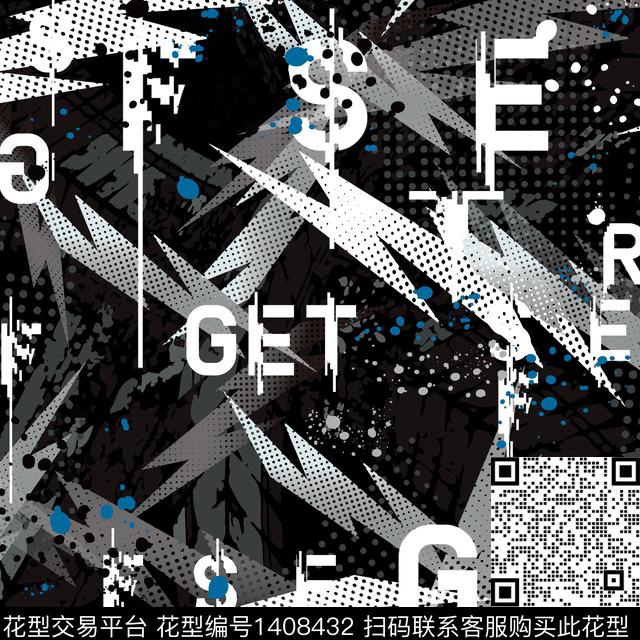 几何字母抽象男装数码印花华亿平台下载（图片编号: 1408432） - 瓦栏（Walan）