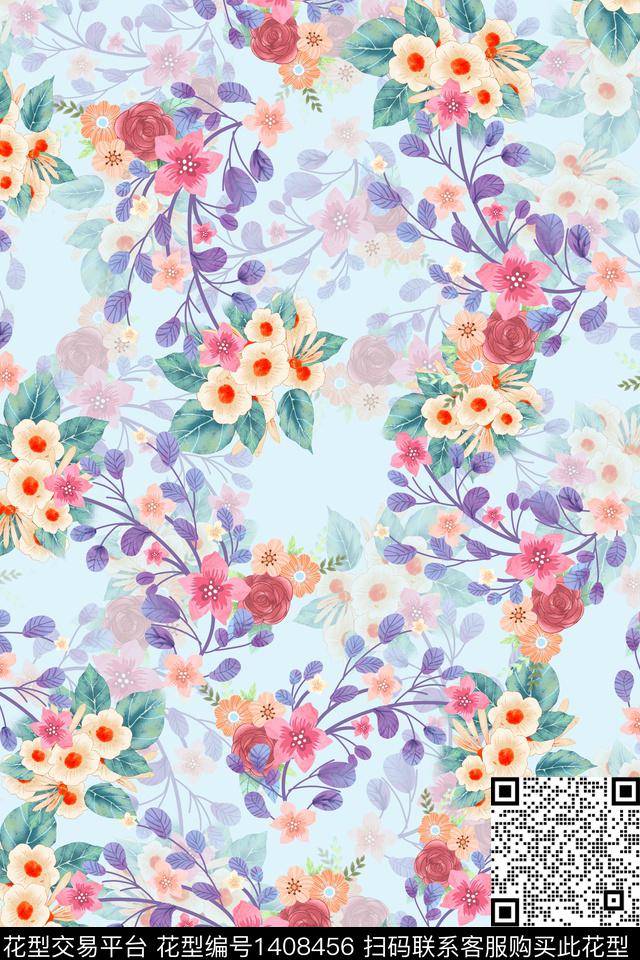 连衣裙花卉小碎花传统印花华亿平台下载（图片编号: 1408456） - 瓦栏（Walan）