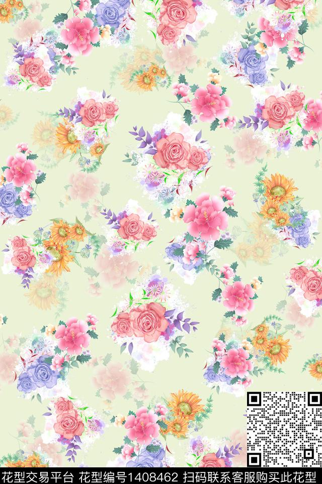 连衣裙花卉小碎花传统印花华亿平台下载（图片编号: 1408462） - 瓦栏（Walan）