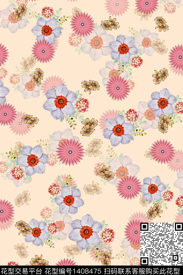 连衣裙花卉小碎花传统印花华亿平台下载（图片编号: 1408475） - 瓦栏（Walan）