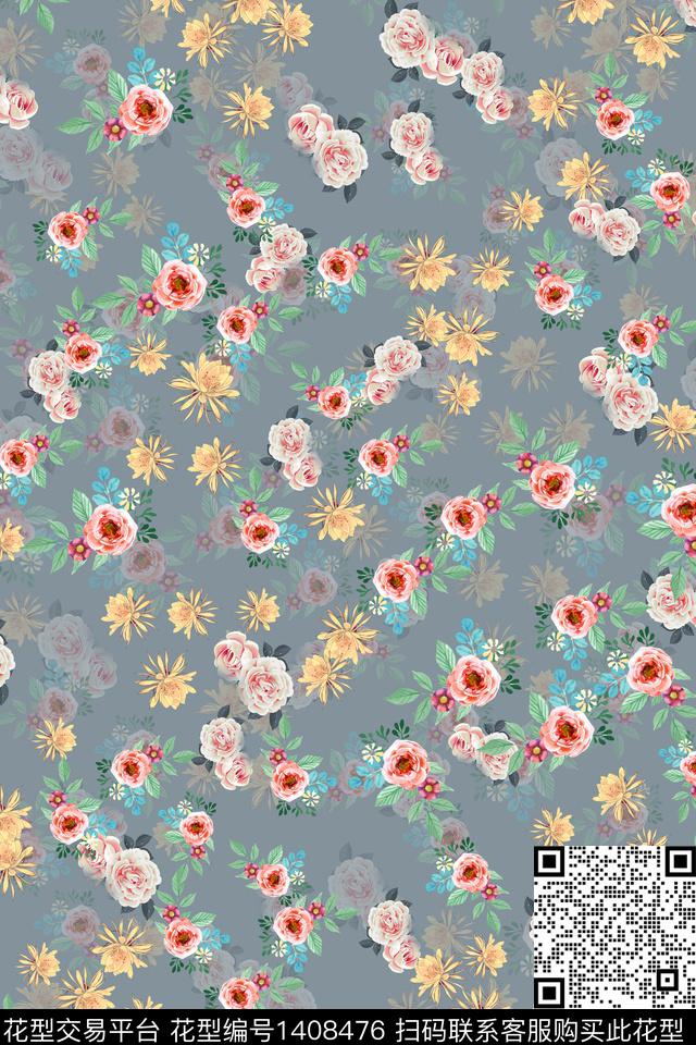 连衣裙花卉小碎花传统印花华亿平台下载（图片编号: 1408476） - 瓦栏（Walan）