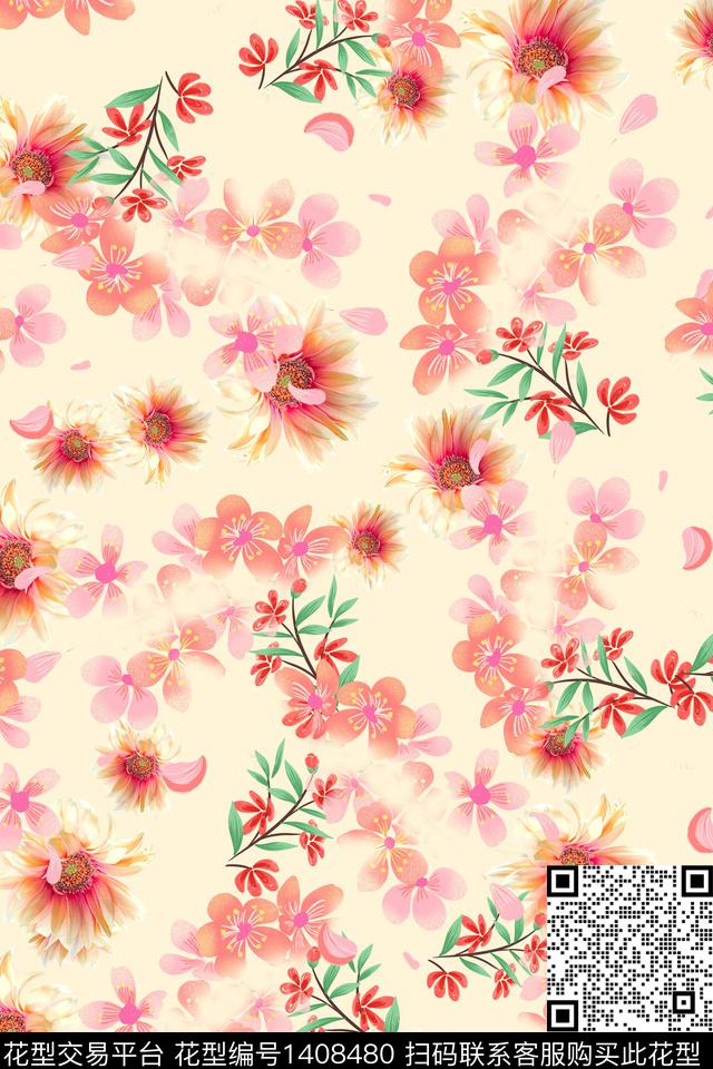 连衣裙花卉小碎花传统印花华亿平台下载（图片编号: 1408480） - 瓦栏（Walan）