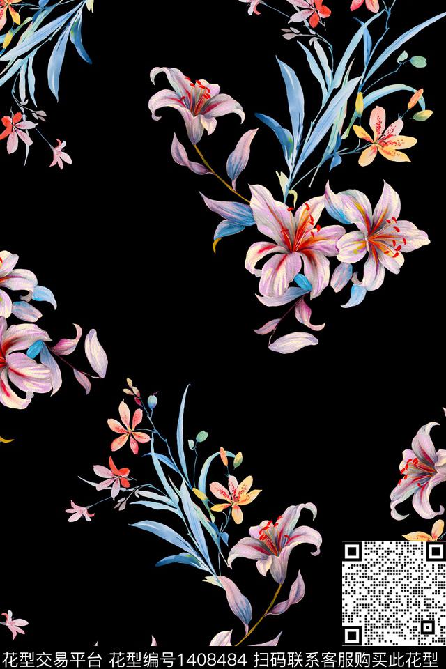 绿植树叶水彩大牌风数码印花华亿平台下载（图片编号: 1408484） - 瓦栏（Walan）