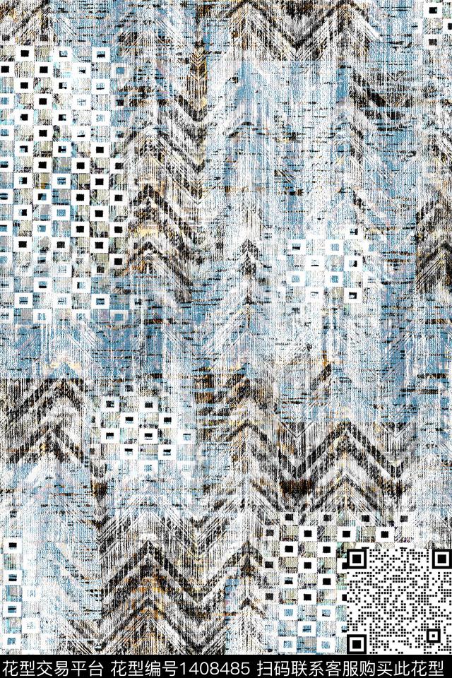 民族花卉几何肌理数码印花华亿平台下载（图片编号: 1408485） - 瓦栏（Walan）