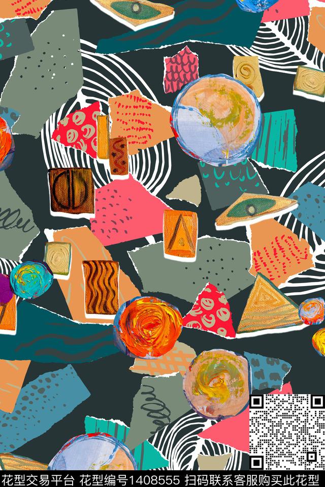 几何满版散花中老年数码印花华亿平台下载（图片编号: 1408555） - 瓦栏（Walan）