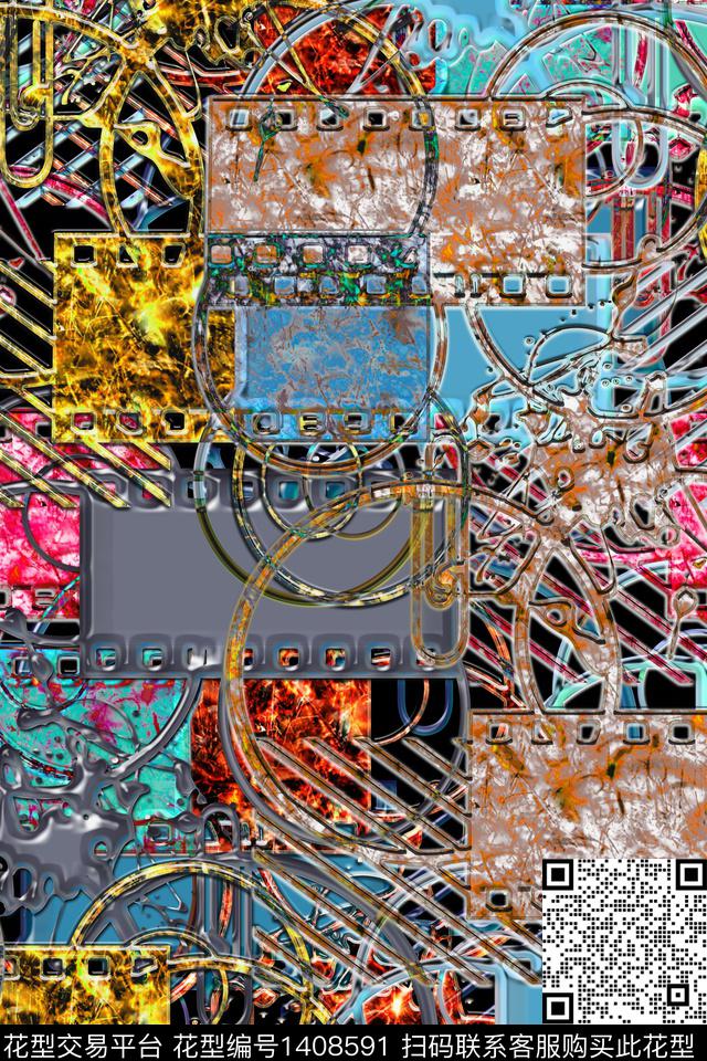 抽象男装家居服户外数码印花华亿平台下载（图片编号: 1408591） - 瓦栏（Walan）