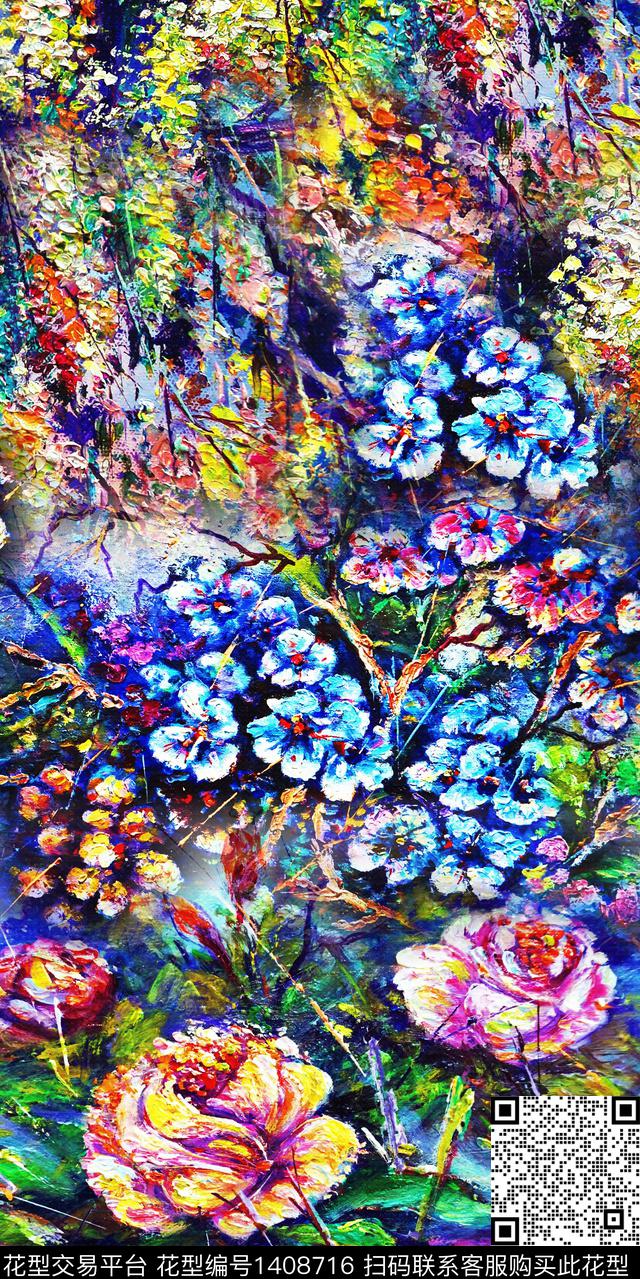 油画华亿平台花卉中老年数码印花华亿平台下载（图片编号: 1408716） - 瓦栏（Walan）
