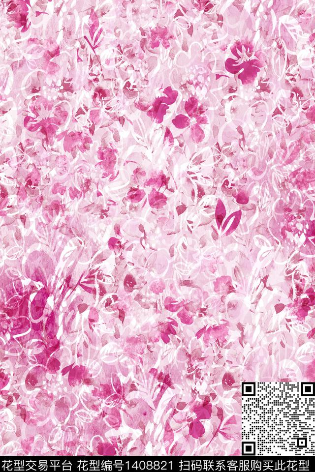 肌理抽象花卉花卉数码印花华亿平台下载（图片编号: 1408821） - 瓦栏（Walan）