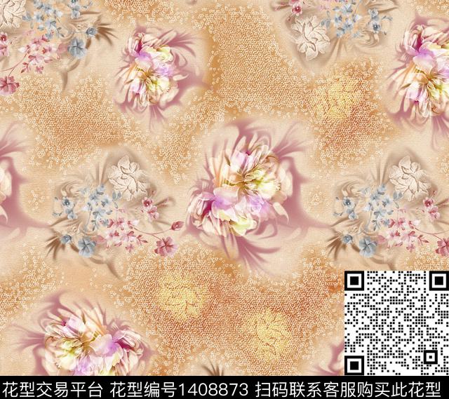 几何扎染华亿平台花卉数码印花华亿平台下载（图片编号: 1408873） - 瓦栏（Walan）