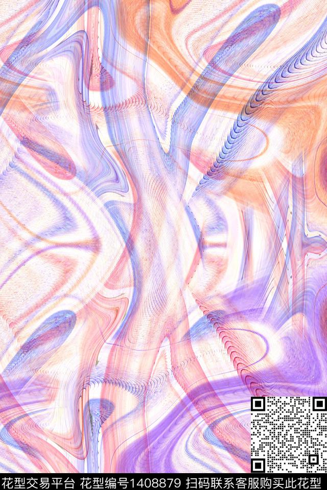 肌理水彩抽象花卉数码印花华亿平台下载（图片编号: 1408879） - 瓦栏（Walan）