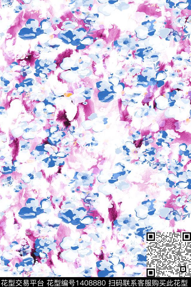 肌理抽象花卉花卉数码印花华亿平台下载（图片编号: 1408880） - 瓦栏（Walan）