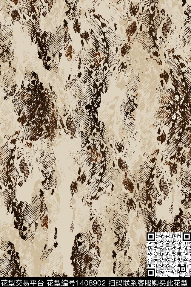 蛇纹肌理抽象花卉数码印花华亿平台下载（图片编号: 1408902） - 瓦栏（Walan）