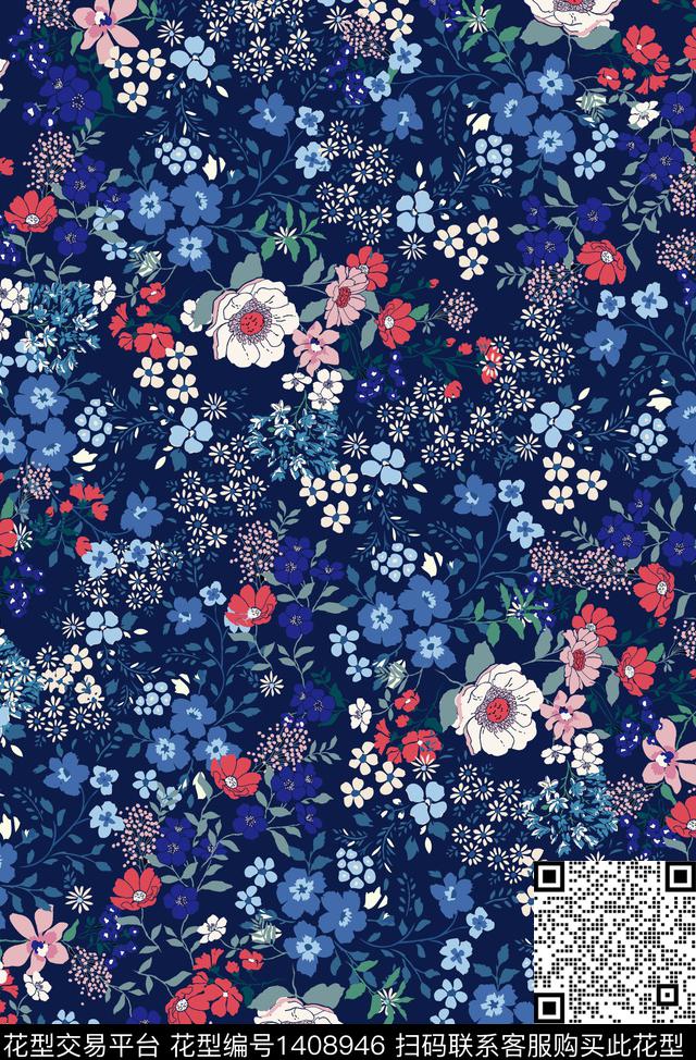 大牌风满版散花小碎花传统印花华亿平台下载（图片编号: 1408946） - 瓦栏（Walan）