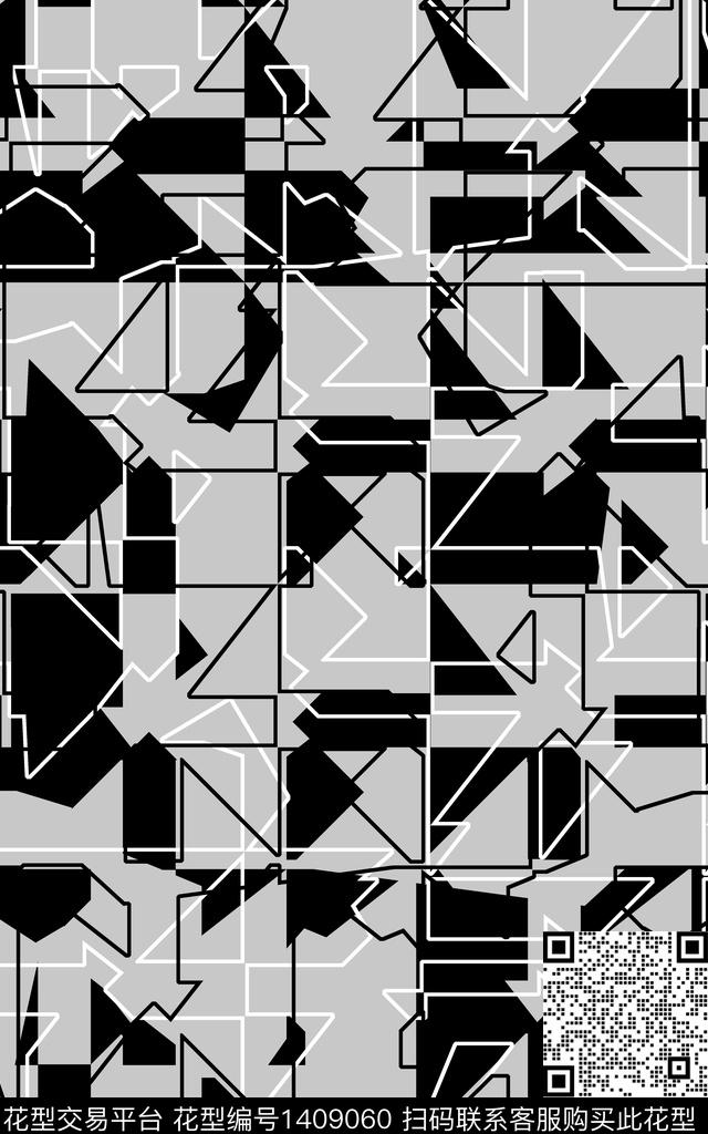 线条几何满版散花传统印花华亿平台下载（图片编号: 1409060） - 瓦栏（Walan）