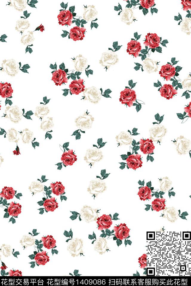 花卉大牌风真丝数码印花华亿平台下载（图片编号: 1409086） - 瓦栏（Walan）