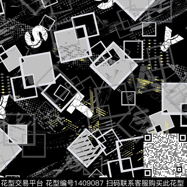 几何字母肌理数码印花华亿平台下载（图片编号: 1409087） - 瓦栏（Walan）