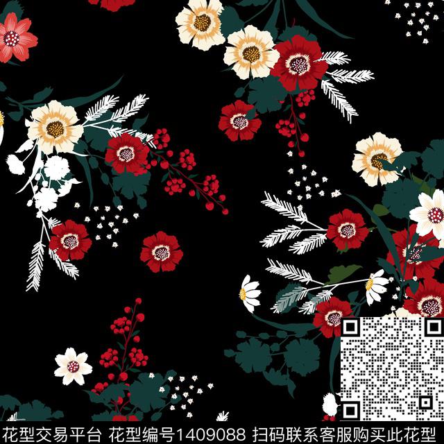 玉兰花天使抽象花卉数码印花华亿平台下载（图片编号: 1409088） - 瓦栏（Walan）