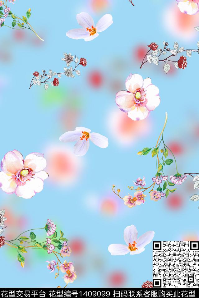 玉兰花天使抽象花卉数码印花华亿平台下载（图片编号: 1409099） - 瓦栏（Walan）