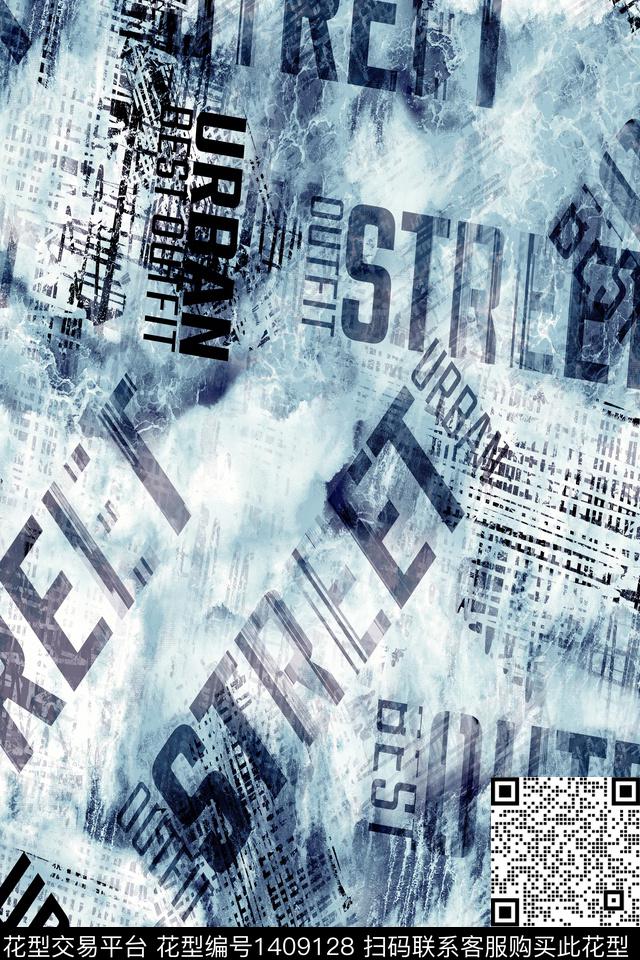 字母肌理数码印花华亿平台下载（图片编号: 1409128） - 瓦栏（Walan）