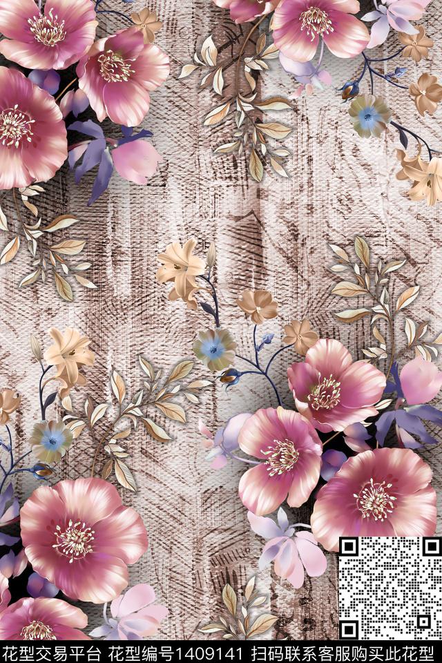 肌理绿植树叶花卉数码印花华亿平台下载（图片编号: 1409141） - 瓦栏（Walan）