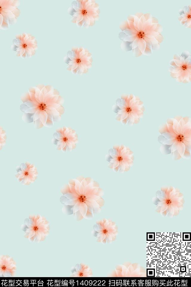 花卉大牌风小清新数码印花华亿平台下载（图片编号: 1409222） - 瓦栏（Walan）