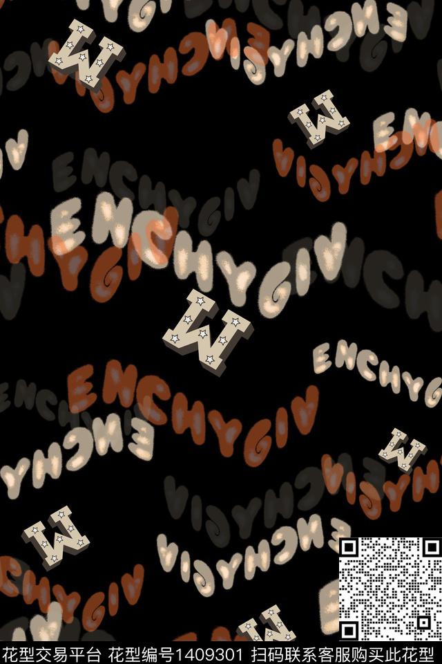 简约男装字母数码印花华亿平台下载（图片编号: 1409301） - 瓦栏（Walan）