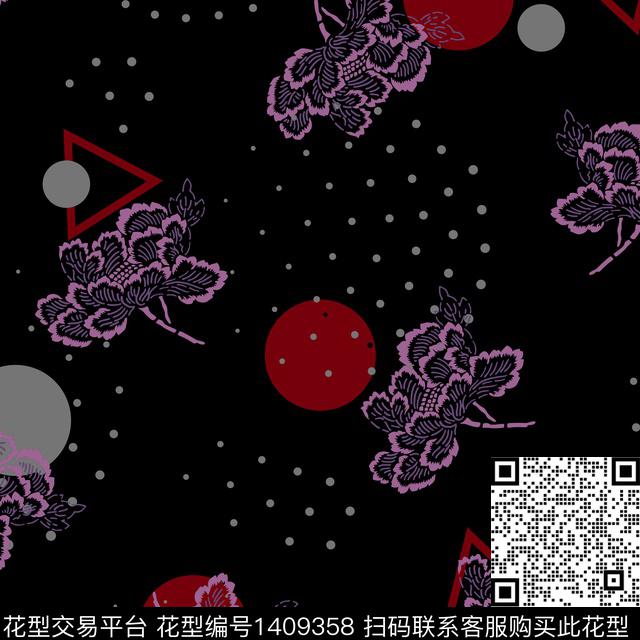 几何数码华亿平台花卉数码印花华亿平台下载（图片编号: 1409358） - 瓦栏（Walan）