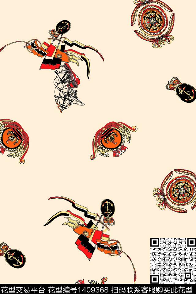 马车徽章复古风数码印花华亿平台下载（图片编号: 1409368） - 瓦栏（Walan）