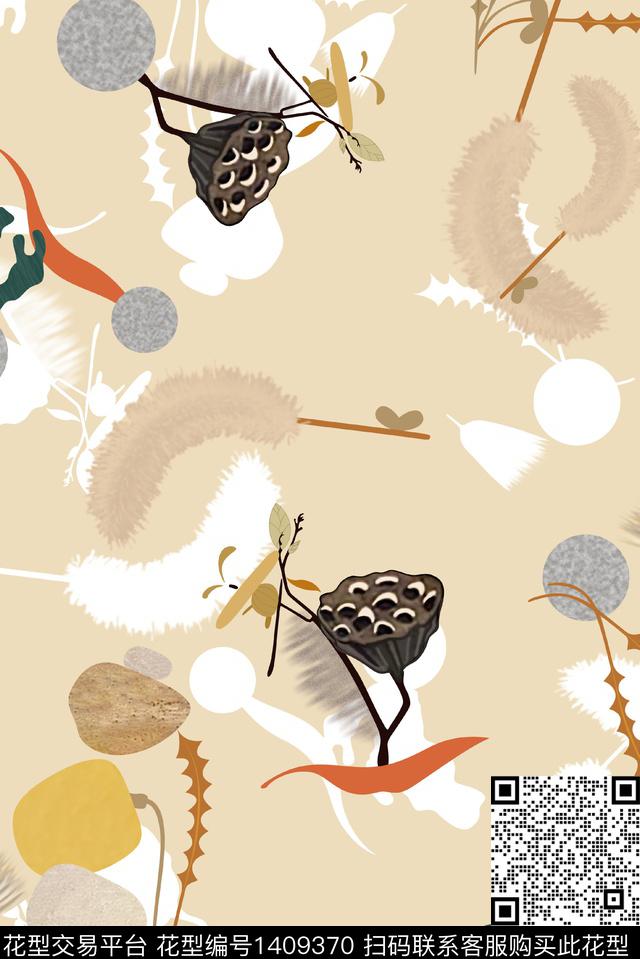 玉兰花牡丹手绘花卉数码印花华亿平台下载（图片编号: 1409370） - 瓦栏（Walan）