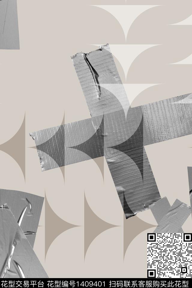 几何黑白条纹大牌风数码印花华亿平台下载（图片编号: 1409401） - 瓦栏（Walan）