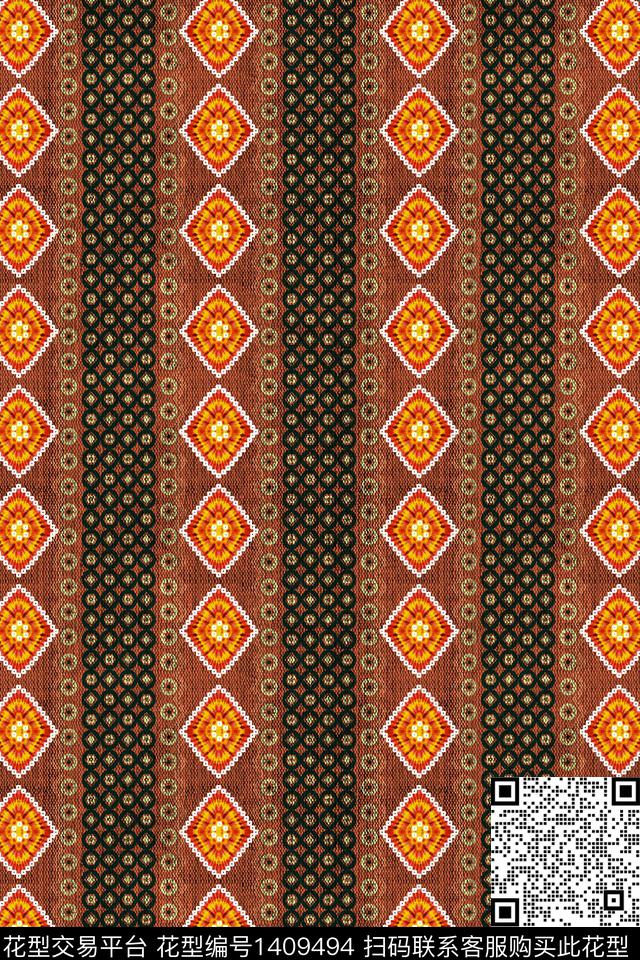 几何菱形大牌风数码印花华亿平台下载（图片编号: 1409494） - 瓦栏（Walan）